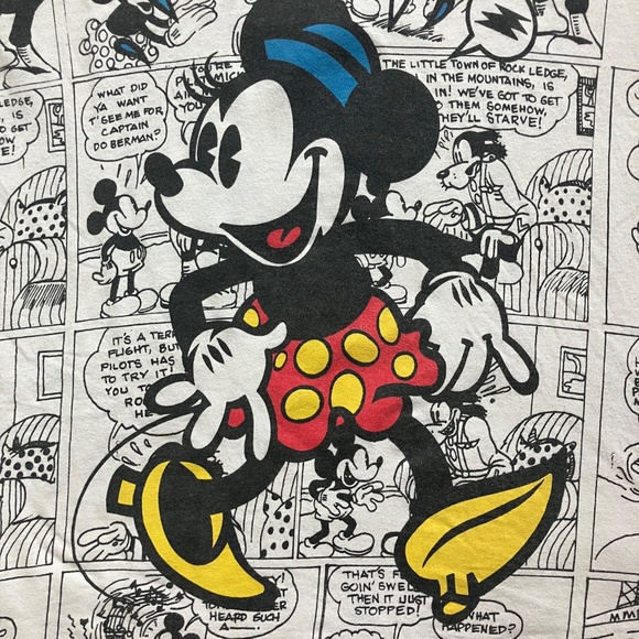 Vintage Disney Minnie Mouse Blue Hat Newspaper AOP Tee Size L / XL - Picture 2 of 7